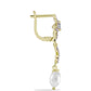 Cercei din Argint 925 Placat cu Aur ( 4.39 grame ) cu Perlă de Apă Dulce Albă și Topaz Alb 3.77 Carate