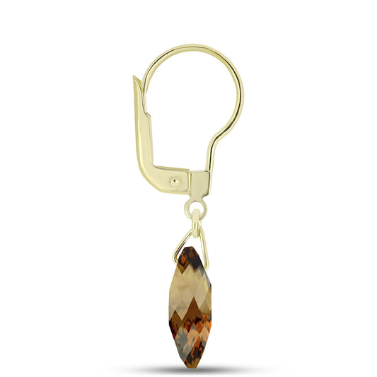 Cercei din Argint 925 Placat cu Aur ( 0.93 grame ) cu Cuarț Coniac 5.3 Carate