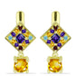 Cercei din Argint 925 Placat cu Aur ( 4.26 grame ) cu Citrin Ural și Ametist Marocan 1.82 Carate