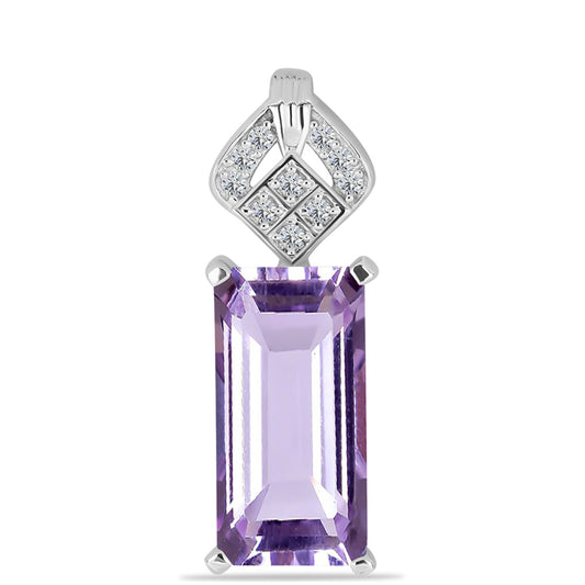Pandantiv din Argint 925 ( 1.6 grame ) cu Ametist Rose de France și Topaz Alb 5.28 Carate