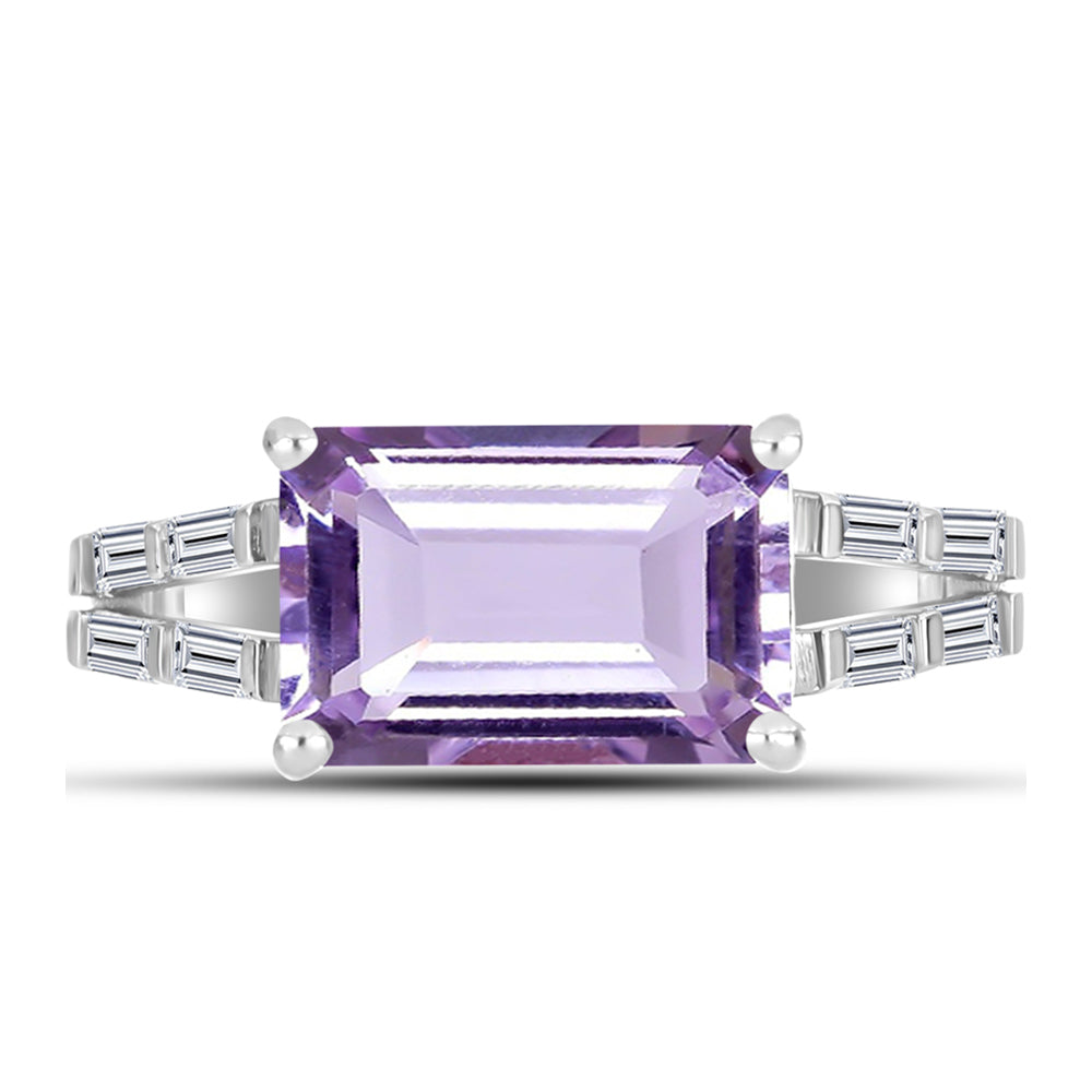 Inel din Argint 925 ( 3.35 grame ) cu Ametist Rose de France și Zircon Alb 4.47 Carate