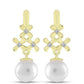 Cercei din Argint 925 Placat cu Aur ( 2.96 grame ) cu Perlă de Apă Dulce Albă și Topaz Alb 6.57 Carate