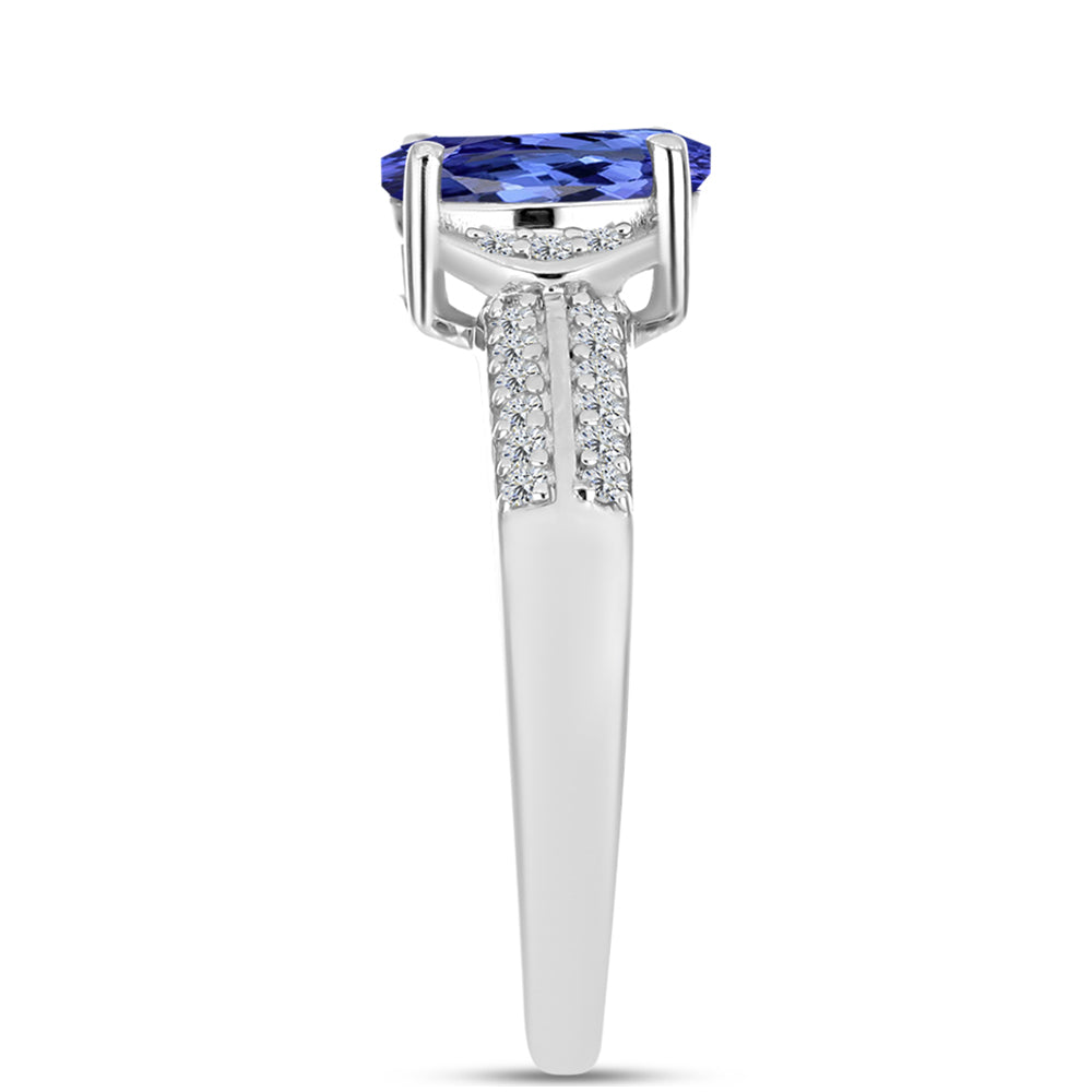 Inel din Argint 925 ( 2.76 grame ) cu Tanzanit AAA și Diamant Alb 2.05 Carate 4 