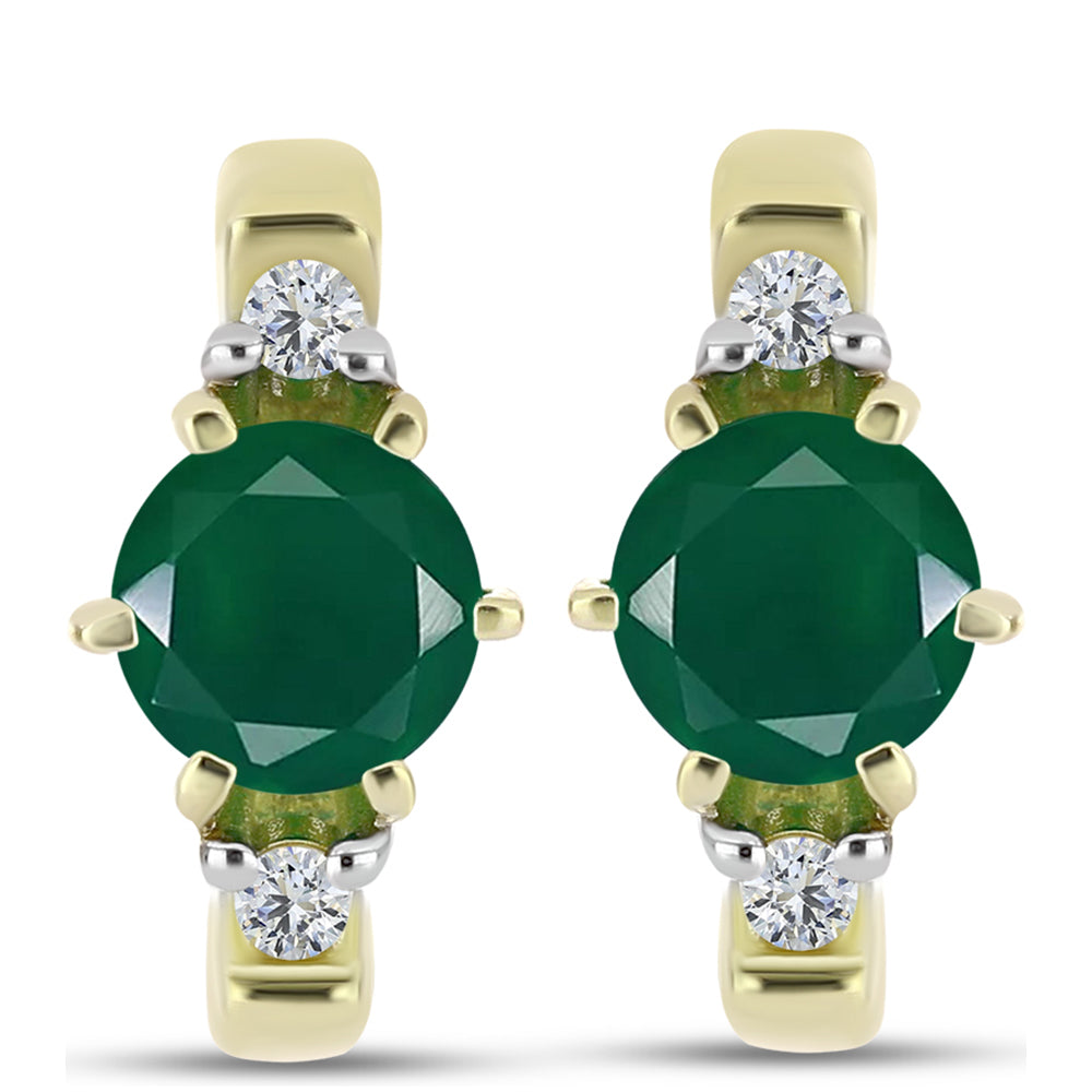 Cercei din Argint 925 Placat cu Aur ( 3.36 grame ) cu Agat Verde și Topaz Alb 1.64 Carate
