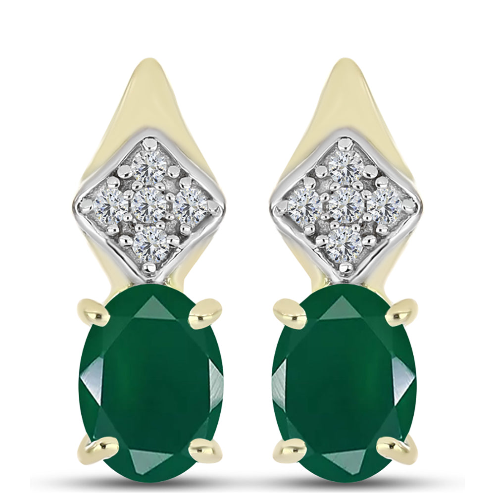 Cercei din Argint 925 Placat cu Aur ( 2.76 grame ) cu Agat Verde și Topaz Alb 1.55 Carate