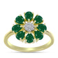 Inel din Argint 925 Placat cu Aur ( 2.35 grame ) cu Agat Verde și Topaz Alb 1.15 Carate