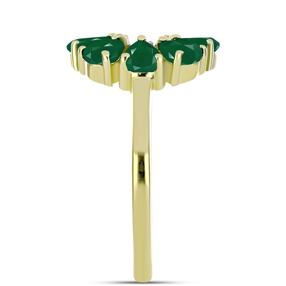 Inel din Argint 925 Placat cu Aur ( 2.35 grame ) cu Agat Verde și Topaz Alb 1.15 Carate 4 