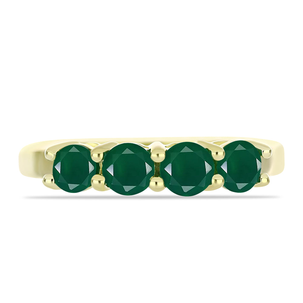 Inel din Argint 925 Placat cu Aur ( 2.38 grame ) cu Agat Verde 0.89 Carate 1 