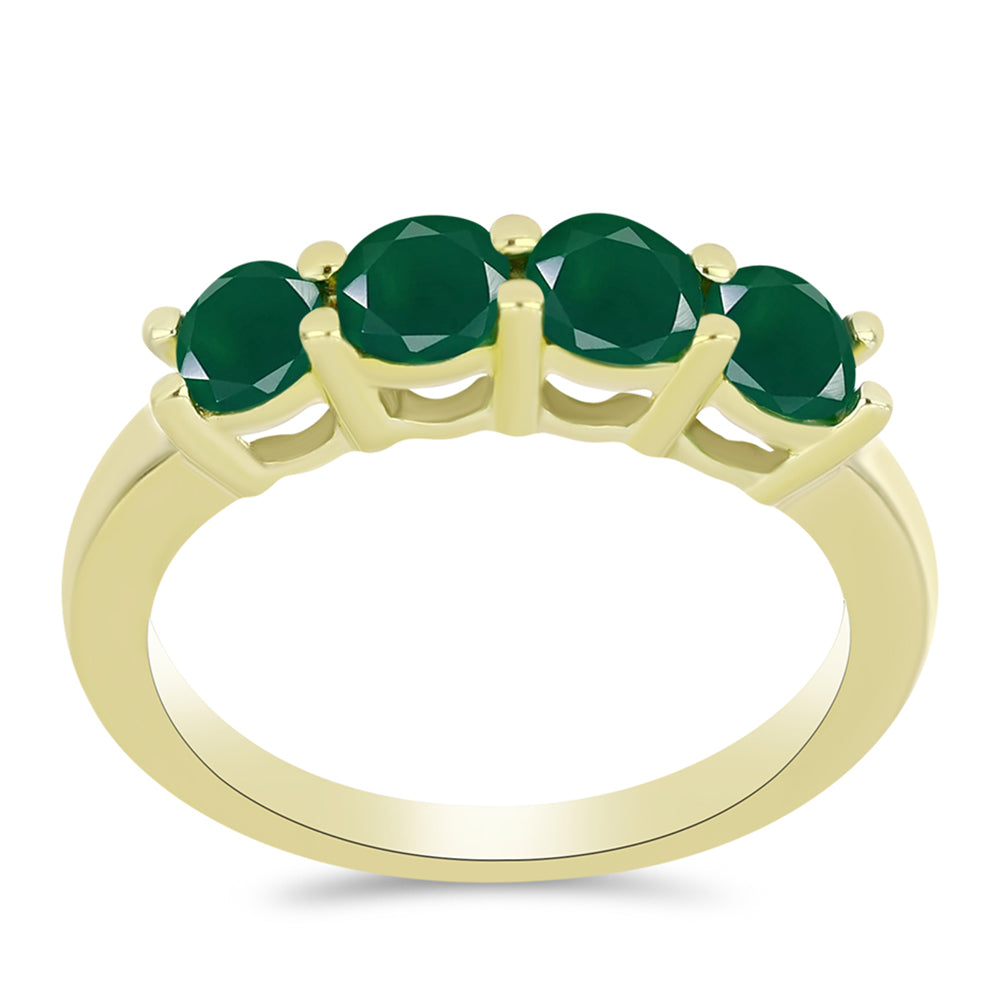 Inel din Argint 925 Placat cu Aur ( 2.38 grame ) cu Agat Verde 0.89 Carate 3 
