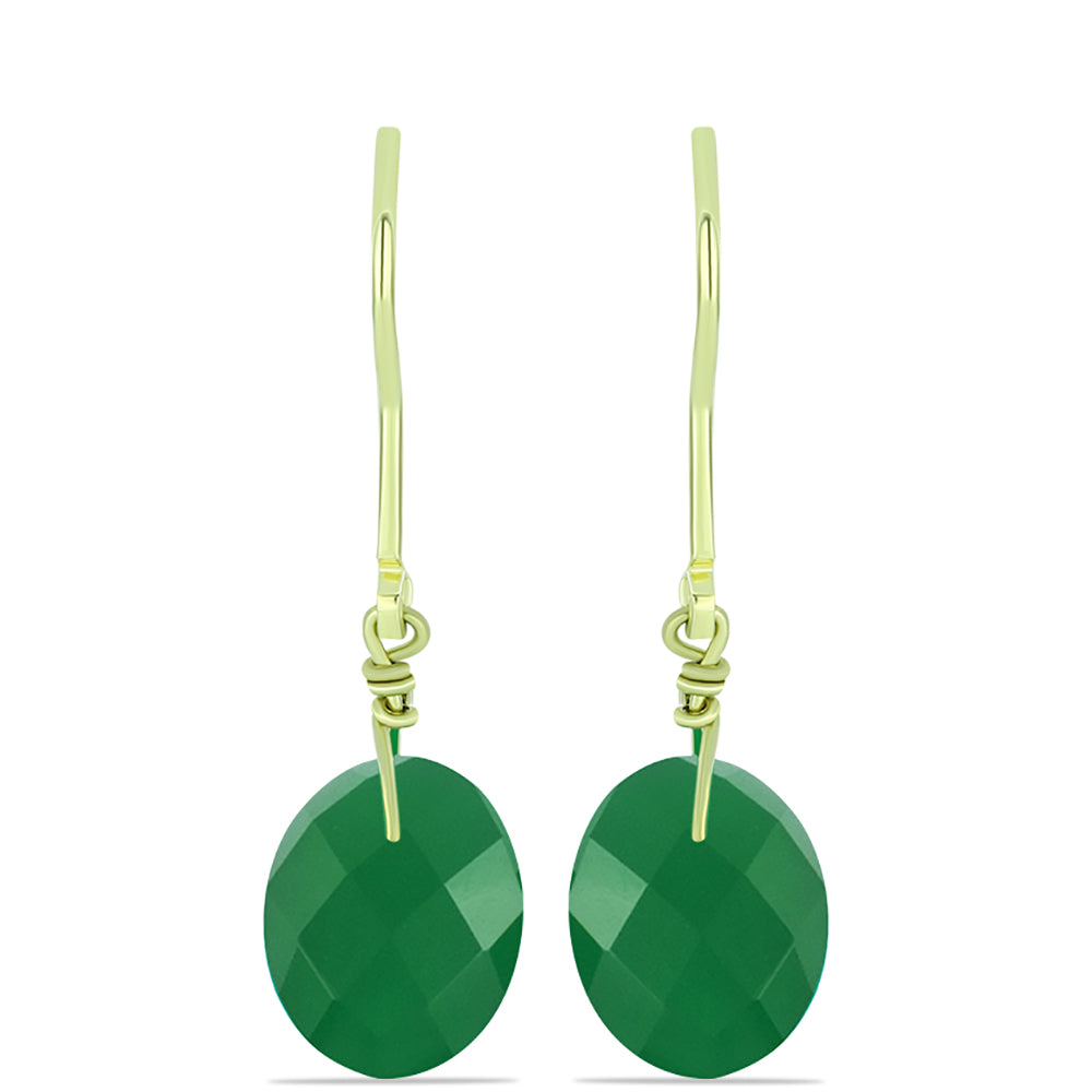 Cercei din Argint 925 Placat cu Aur ( 0.97 grame ) cu Agat Verde 4.44 Carate