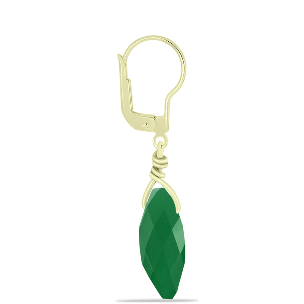 Cercei din Argint 925 Placat cu Aur ( 0.97 grame ) cu Agat Verde 4.44 Carate 2 