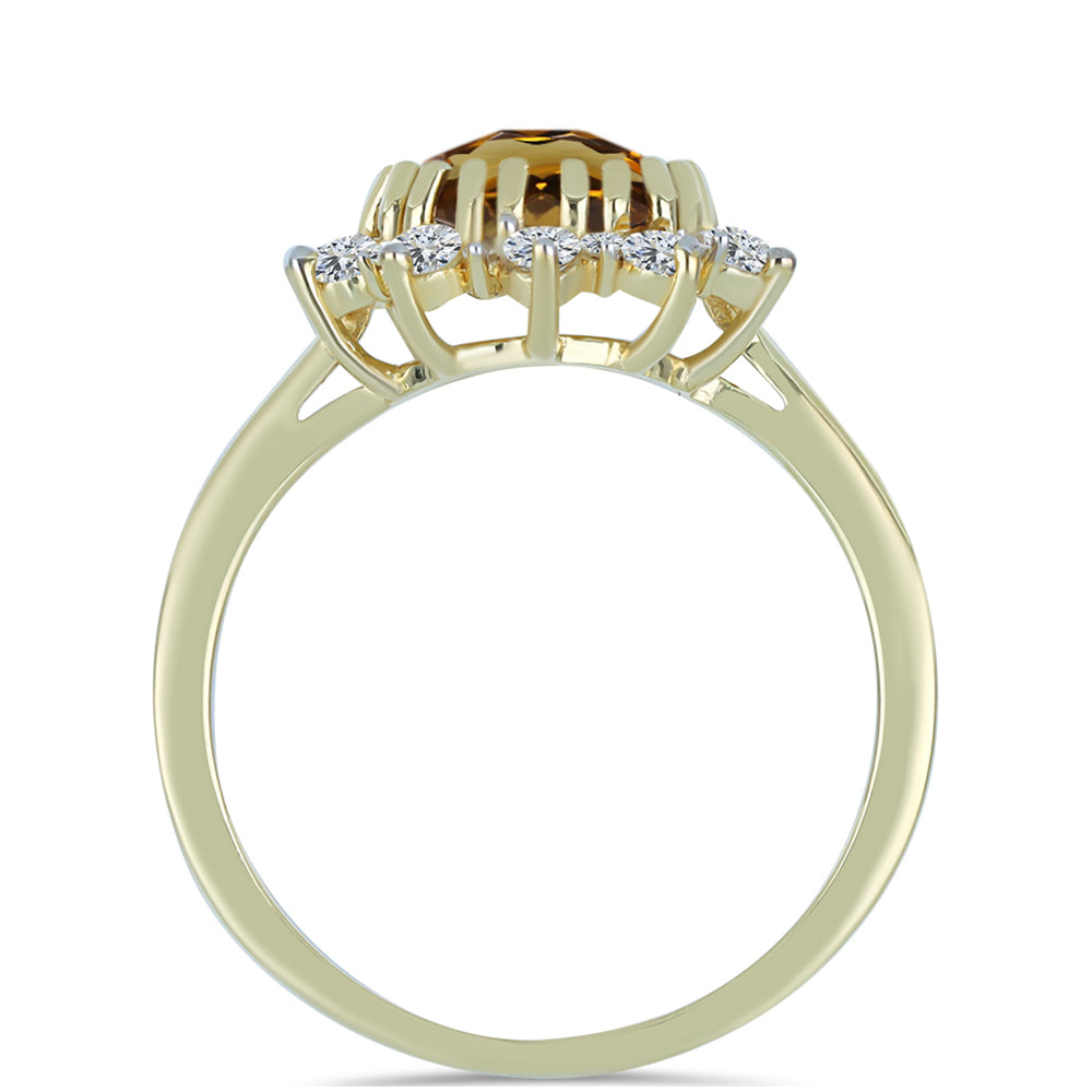 Inel din Argint 925 Placat cu Aur ( 2.31 grame ) cu Cuarț Coniac și Topaz Alb 2.21 Carate