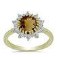Inel din Argint 925 Placat cu Aur ( 2.31 grame ) cu Cuarț Coniac și Topaz Alb 2.21 Carate