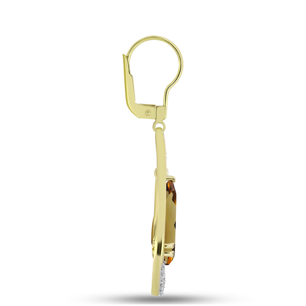 Cercei din Argint 925 Placat cu Aur ( 4.65 grame ) cu Cuarț Coniac și Topaz Alb 5.1 Carate 2 