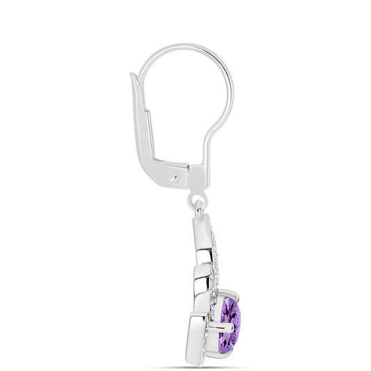 Cercei din Argint 925 ( 3.51 grame ) cu Ametist Rose de France și Topaz Alb 1.92 Carate