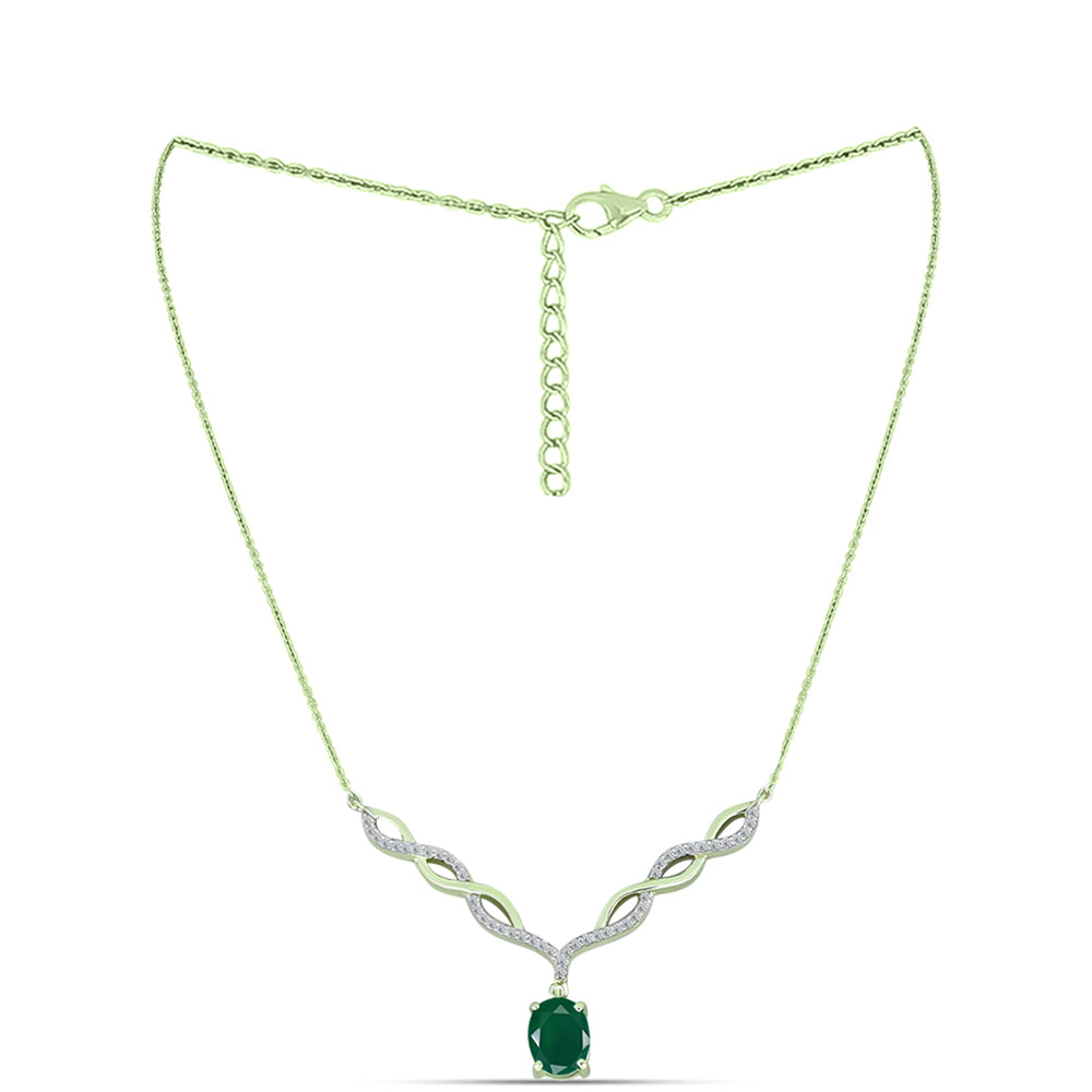 Colier din Argint 925 Placat cu Aur ( 5.6 grame ) cu Agat Verde și Topaz Alb 1.97 Carate