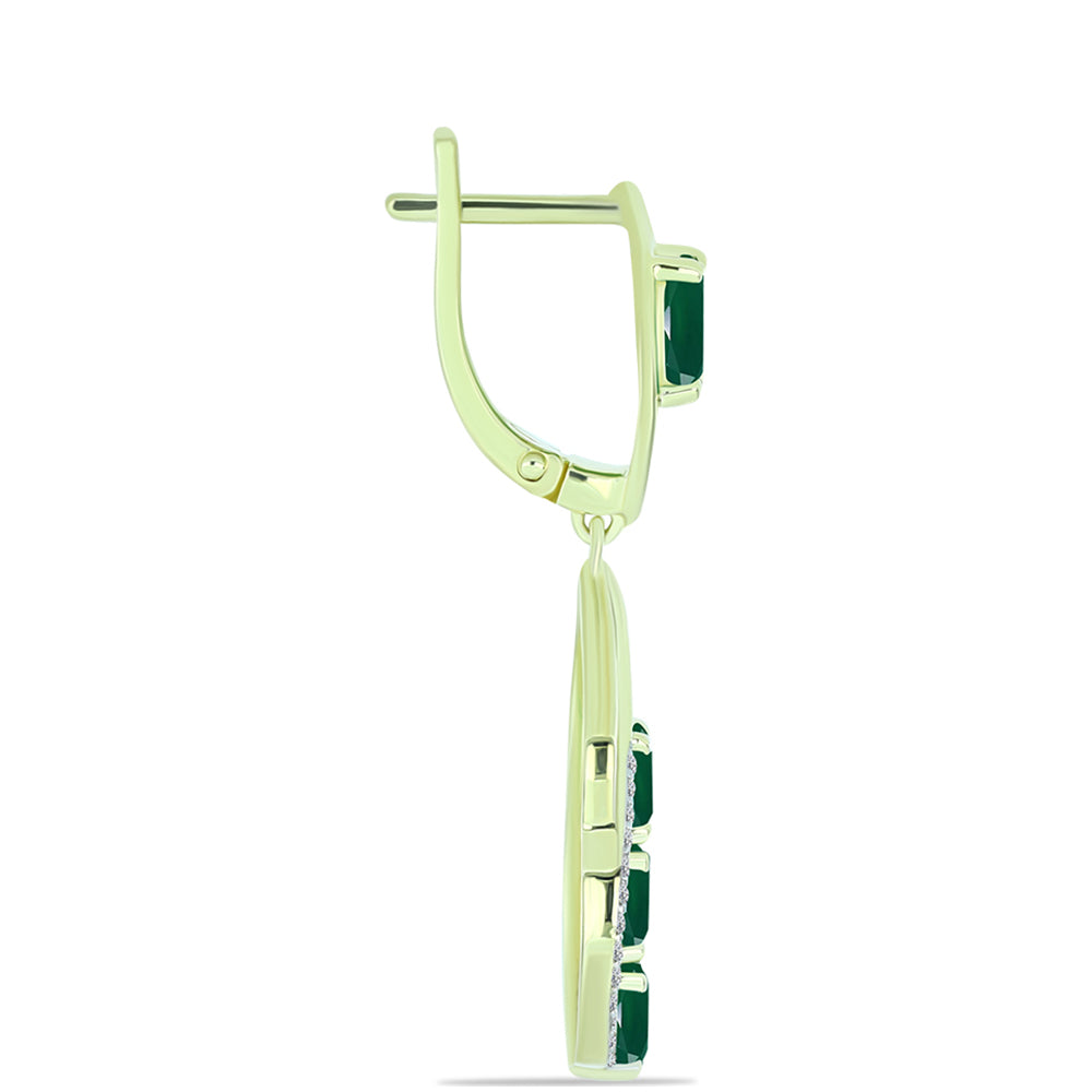 Cercei din Argint 925 Placat cu Aur ( 5.19 grame ) cu Agat Verde și Topaz Alb 2.4 Carate 2 