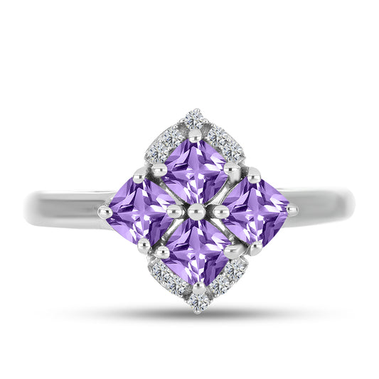 Inel din Argint 925 ( 3.22 grame ) cu Ametist Rose de France și Topaz Alb 1.31 Carate