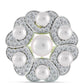 Inel din Argint 925 Placat cu Aur ( 6.53 grame ) cu Perlă de Apă Dulce Albă și Topaz Alb 9.25 Carate