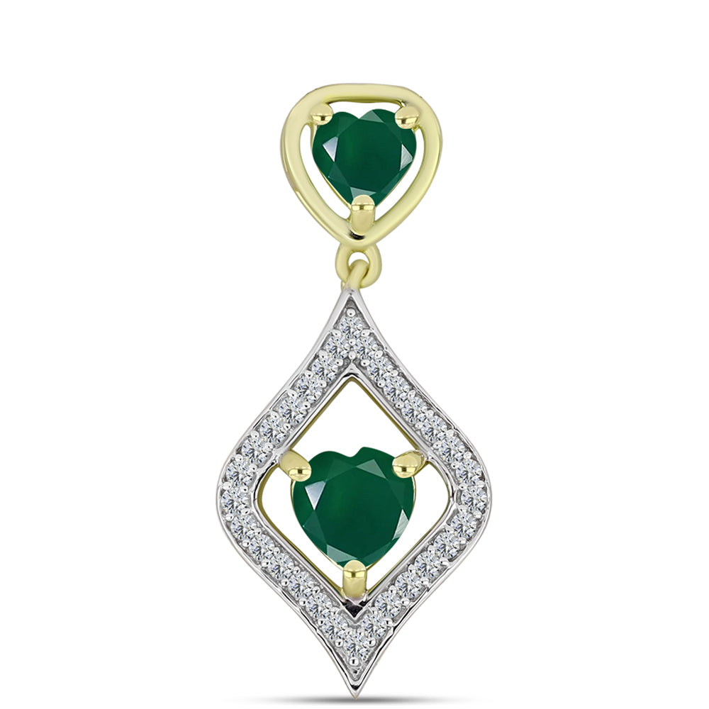 Pandantiv din Argint 925 Placat cu Aur ( 1.74 grame ) cu Agat Verde și Topaz Alb 1.29 Carate 1 
