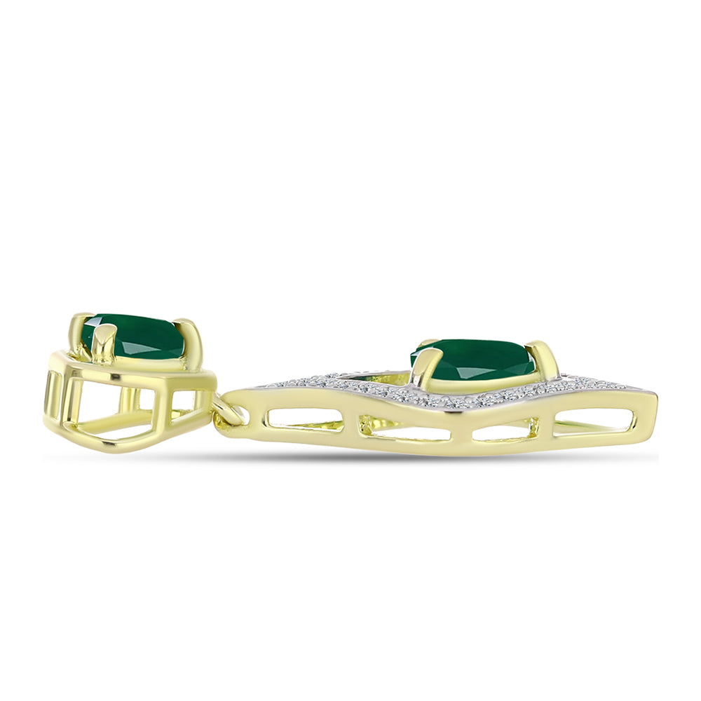Pandantiv din Argint 925 Placat cu Aur ( 1.74 grame ) cu Agat Verde și Topaz Alb 1.29 Carate