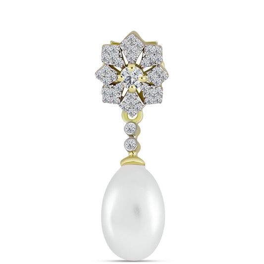 Pandantiv din Argint 925 Placat cu Aur ( 1.46 grame ) cu Perlă de Apă Dulce Albă și Topaz Alb 6.59 Carate
