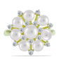 Inel din Argint 925 Placat cu Aur ( 3.66 grame ) cu Perlă de Apă Dulce Albă și Topaz Alb 5.46 Carate