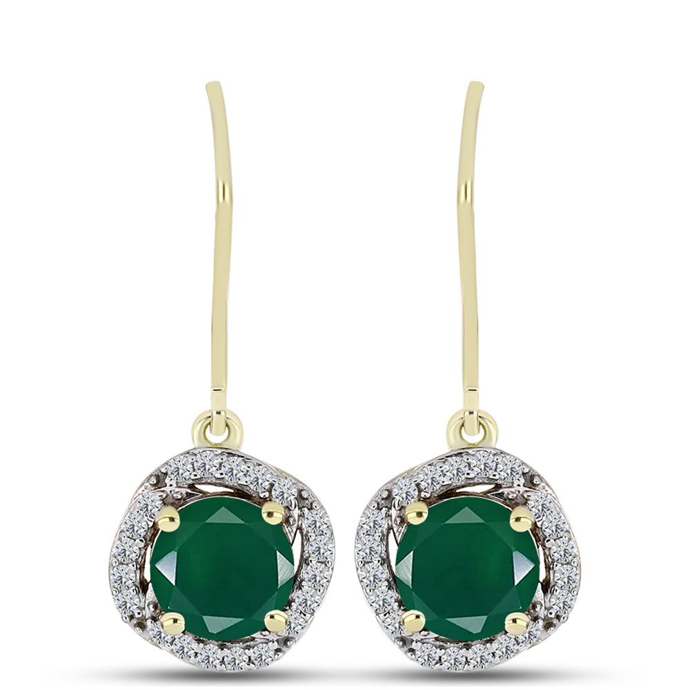 Cercei din Argint 925 Placat cu Aur ( 2.88 grame ) cu Agat Verde și Topaz Alb 2.39 Carate 1 