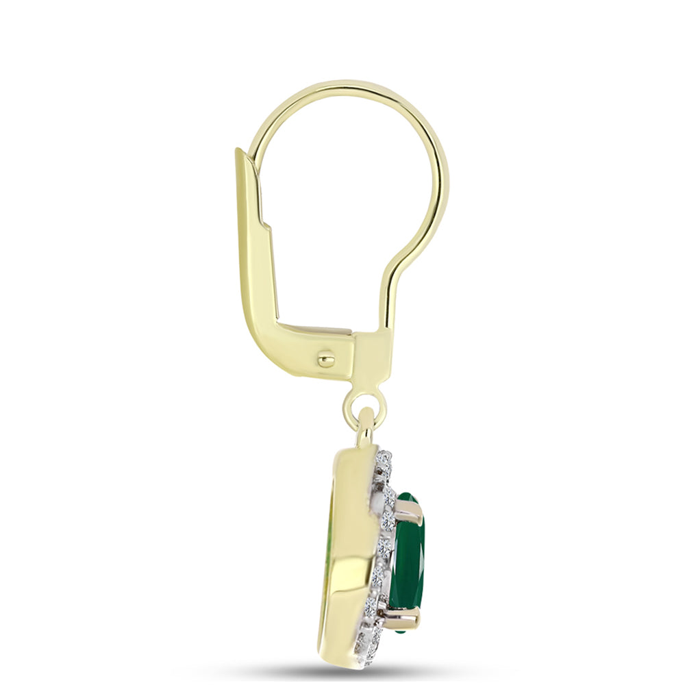 Cercei din Argint 925 Placat cu Aur ( 2.88 grame ) cu Agat Verde și Topaz Alb 2.39 Carate 2 