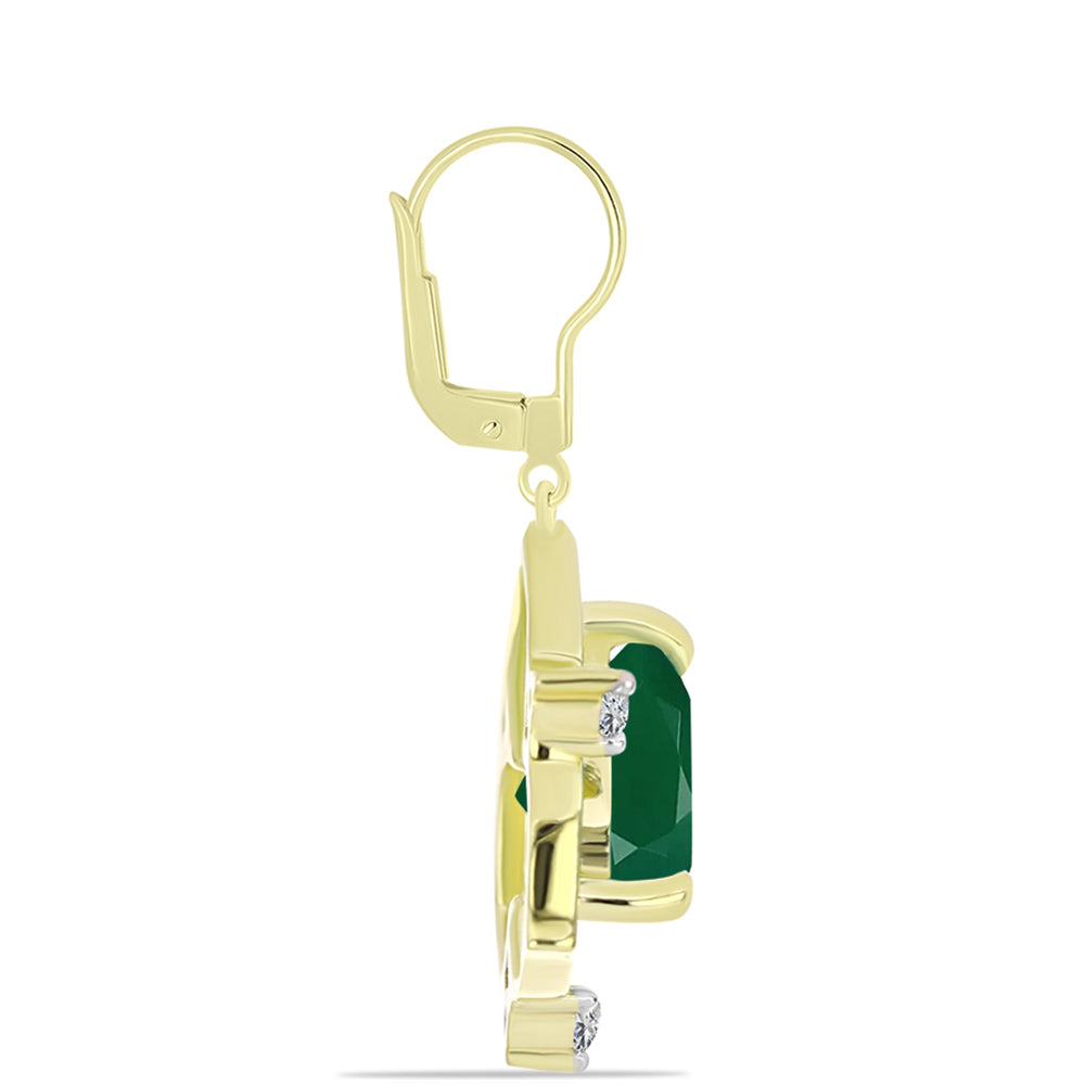 Cercei din Argint 925 Placat cu Aur ( 2.5 grame ) cu Agat Verde și Topaz Alb 2.22 Carate 2 