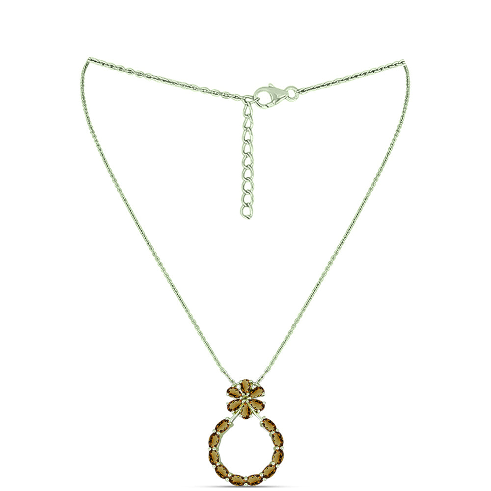 Colier din Argint 925 Placat cu Aur ( 4.9 grame ) cu Cuarț Coniac 3.51 Carate 1 