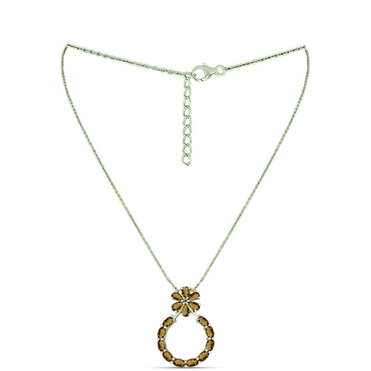 Colier din Argint 925 Placat cu Aur ( 4.9 grame ) cu Cuarț Coniac 3.51 Carate