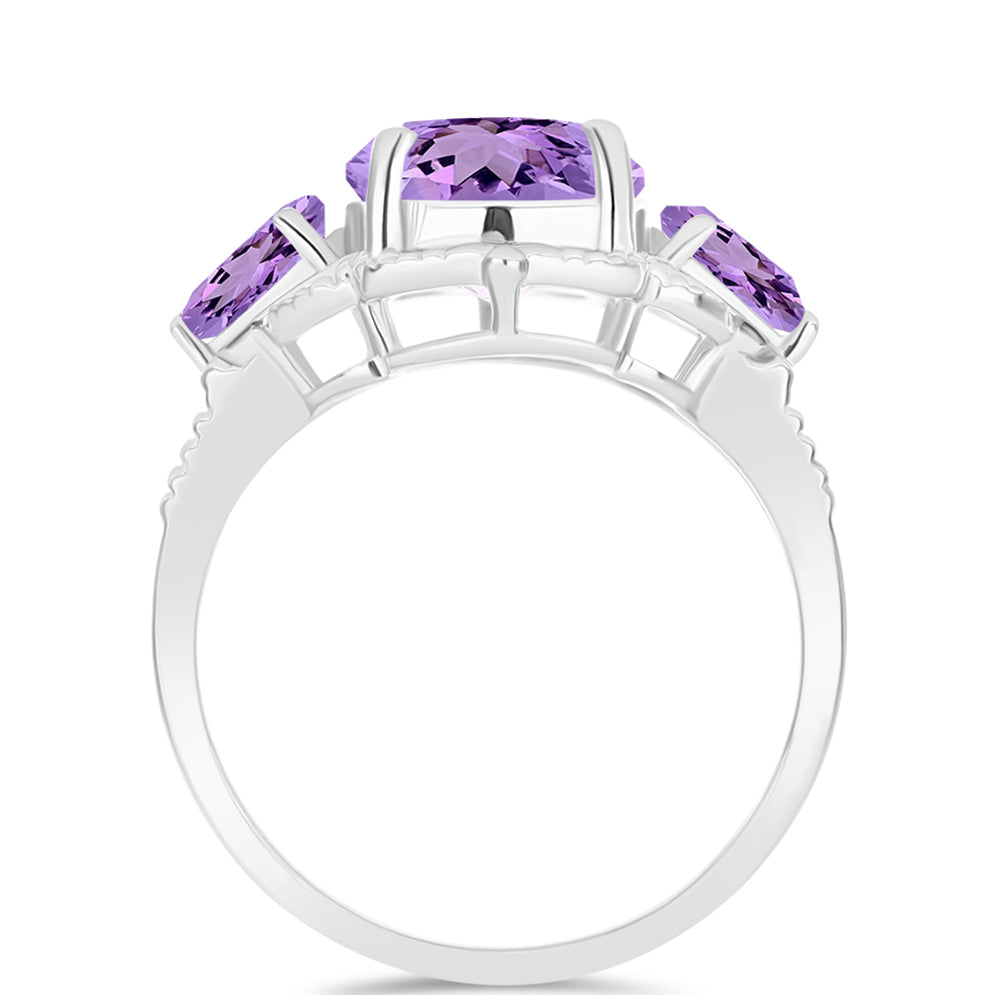 Inel din Argint 925 ( 4.58 grame ) cu Ametist Rose de France 5.79 Carate 2 