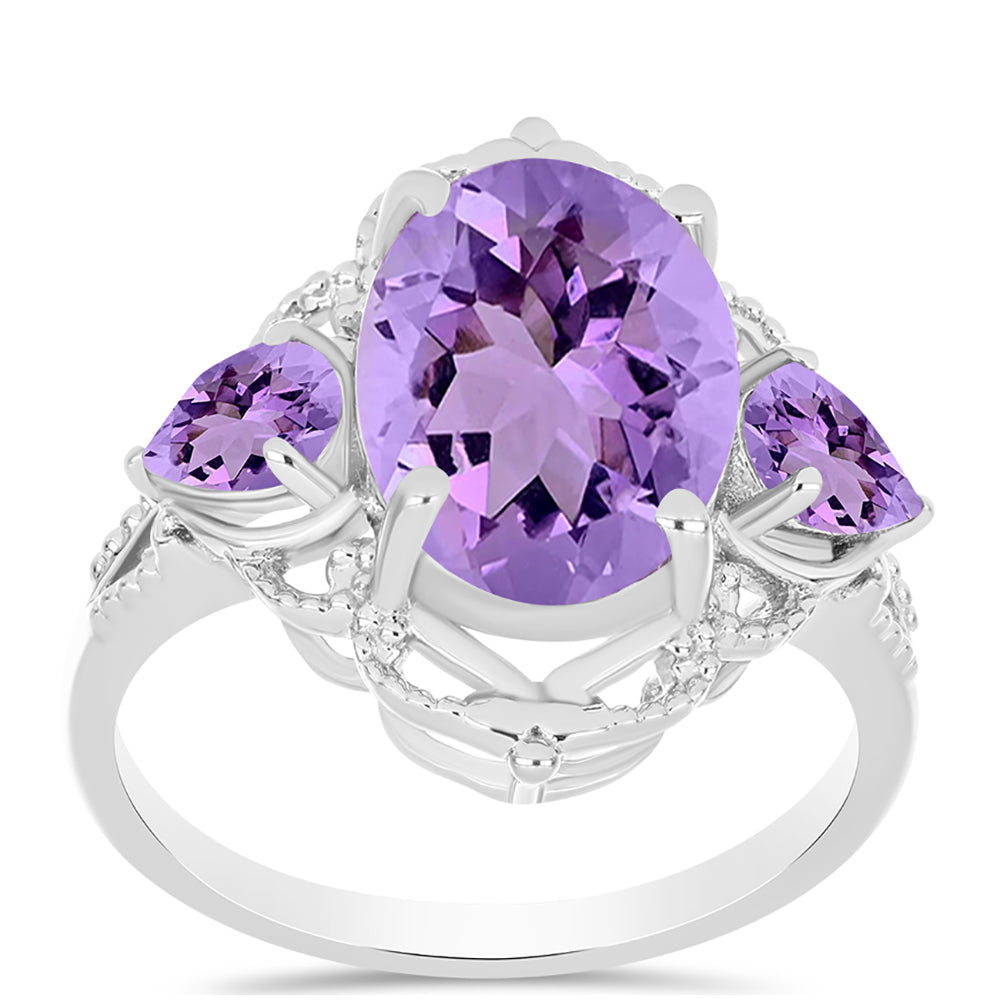 Inel din Argint 925 ( 4.58 grame ) cu Ametist Rose de France 5.79 Carate 3 