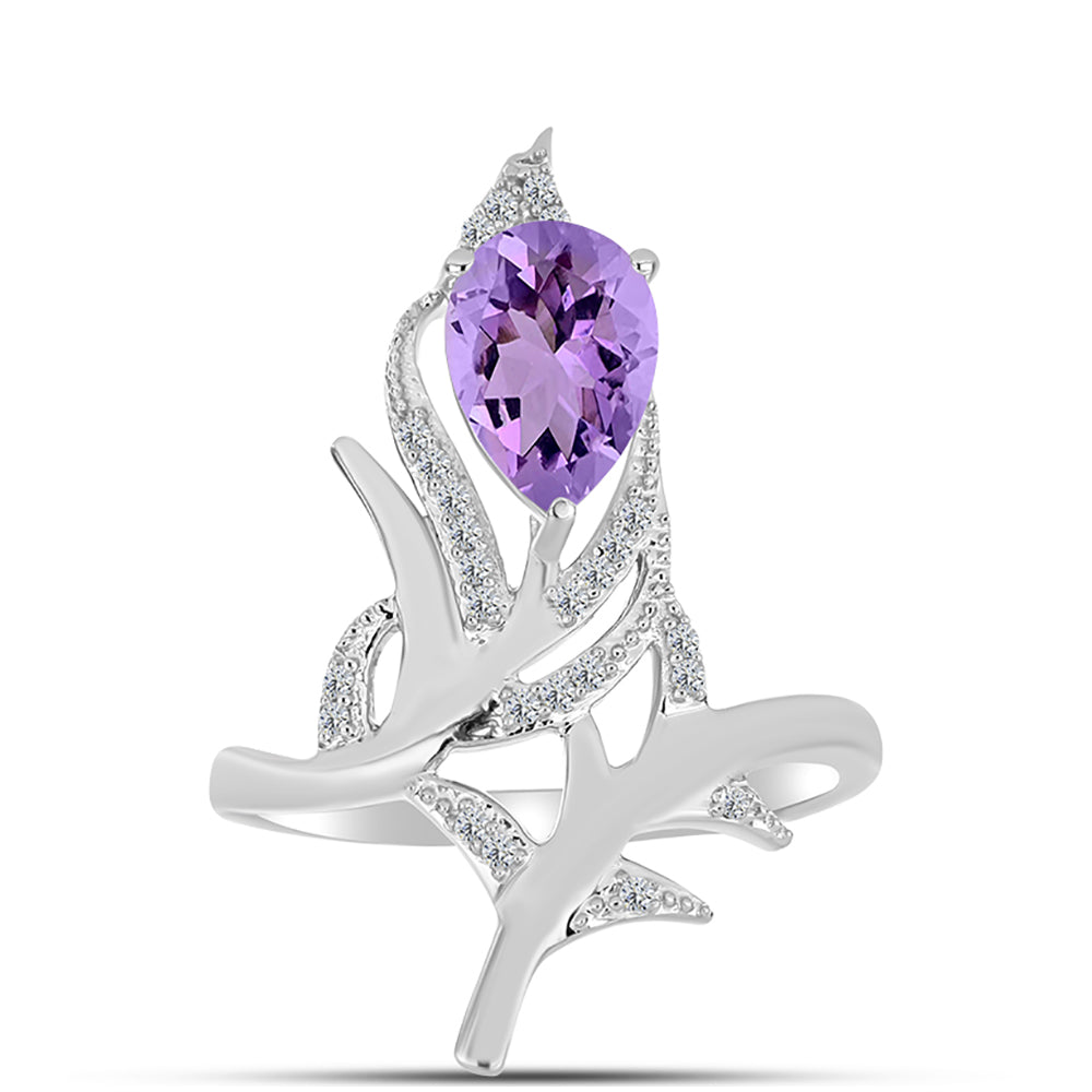 Inel din Argint 925 ( 3.42 grame ) cu Ametist Rose de France și Topaz Alb 1.84 Carate 1 