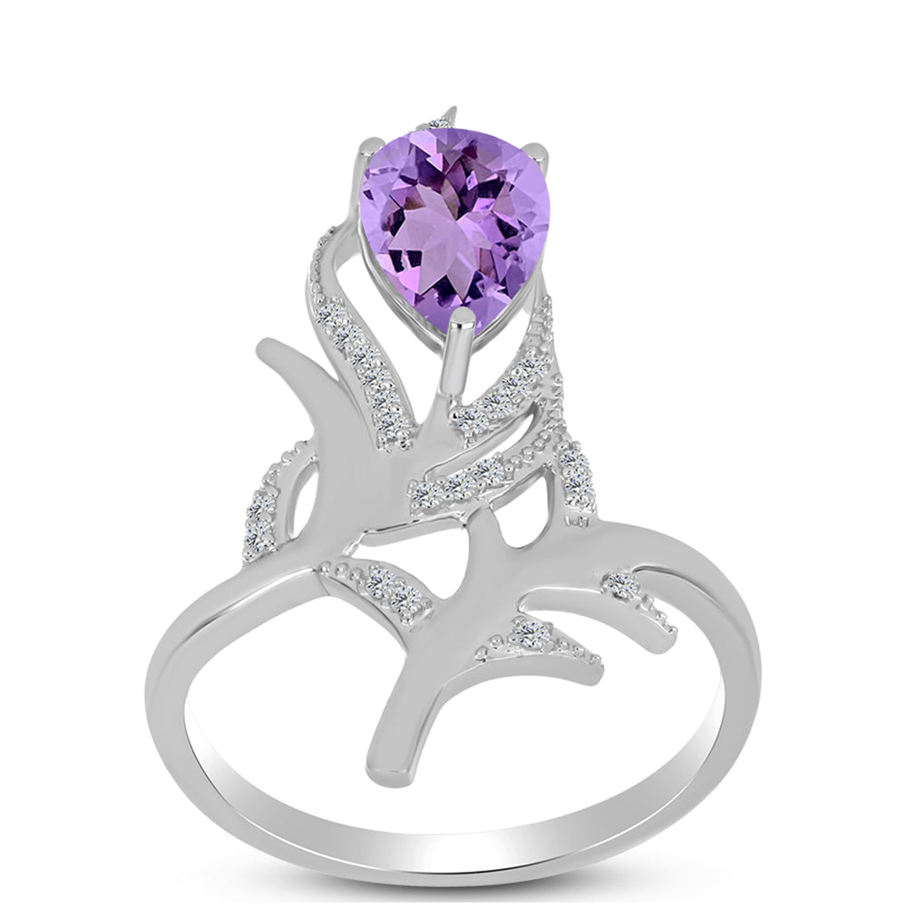 Inel din Argint 925 ( 3.42 grame ) cu Ametist Rose de France și Topaz Alb 1.84 Carate 3 