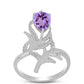 Inel din Argint 925 ( 3.42 grame ) cu Ametist Rose de France și Topaz Alb 1.84 Carate