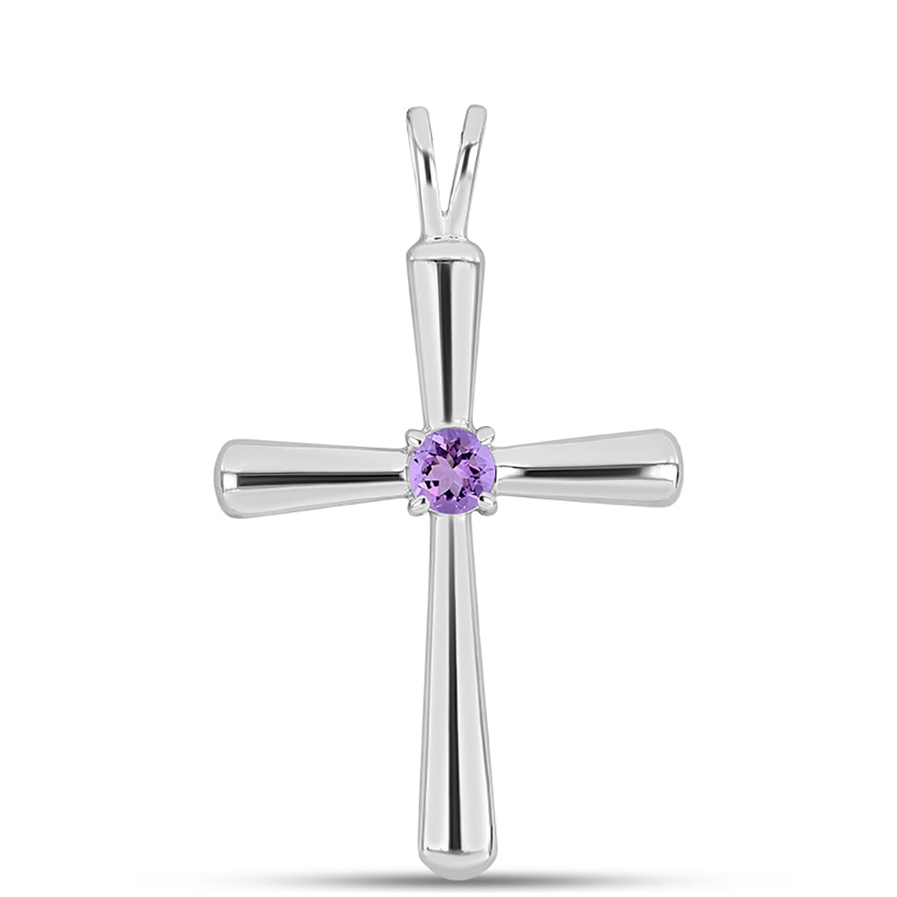 Cruce Pandantiv din Argint 925 ( 2.84 grame ) cu Ametist Rose de France 0.43 Carate 1 