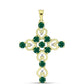 Cruce Pandantiv din Argint 925 Placat cu Aur ( 3.32 grame ) cu Agat Verde și Topaz Alb 2.27 Carate