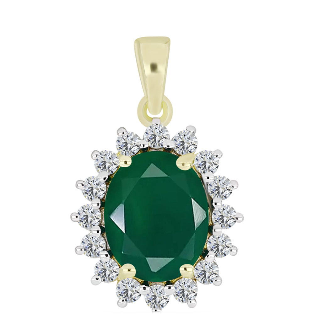 Pandantiv din Argint 925 Placat cu Aur ( 1.4 grame ) cu Agat Verde și Topaz Alb 2.92 Carate 1 