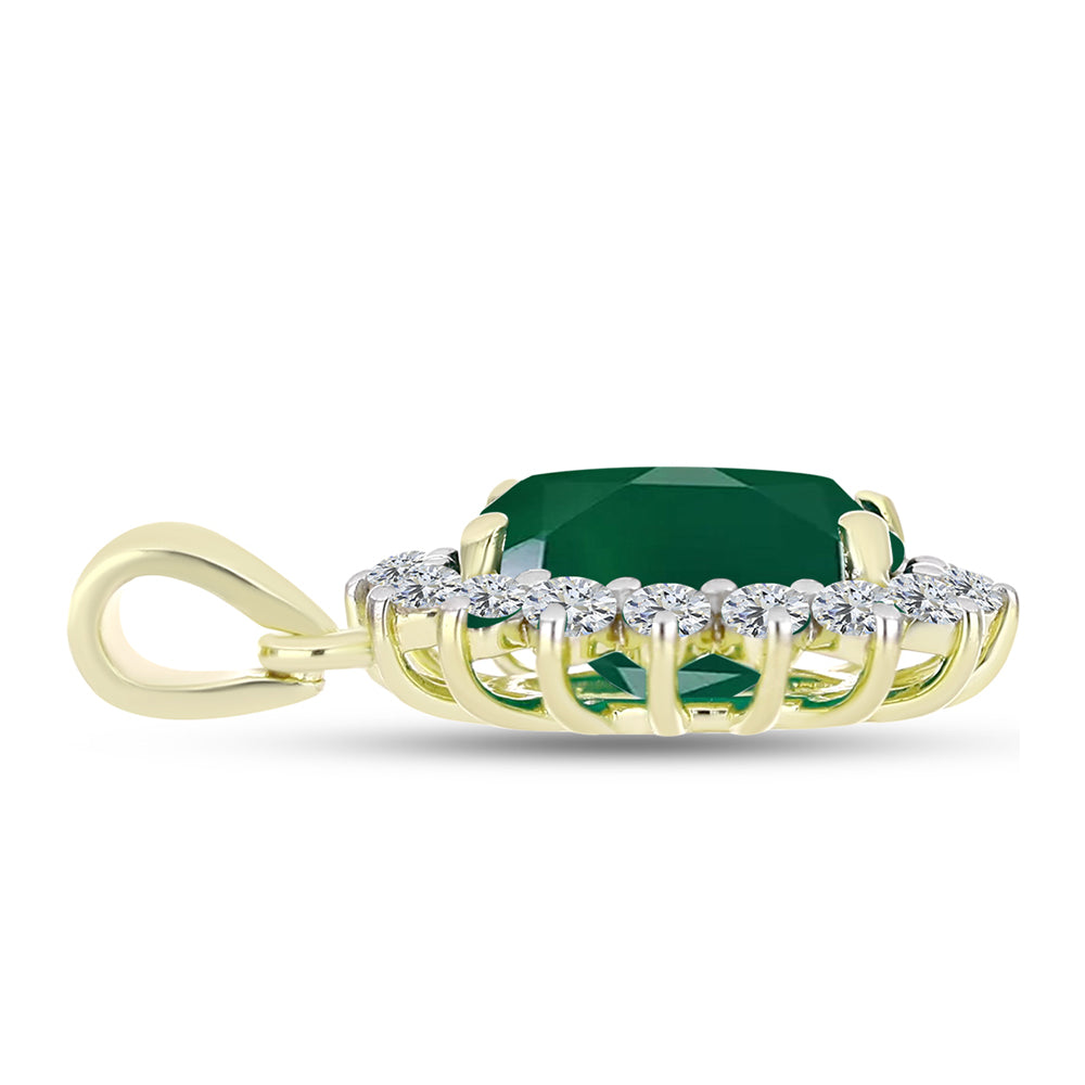 Pandantiv din Argint 925 Placat cu Aur ( 1.4 grame ) cu Agat Verde și Topaz Alb 2.92 Carate 2 