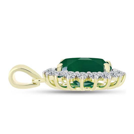 Pandantiv din Argint 925 Placat cu Aur ( 1.4 grame ) cu Agat Verde și Topaz Alb 2.92 Carate