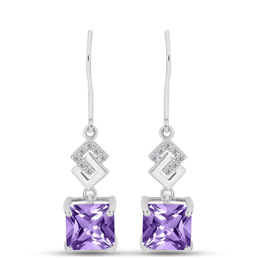 Cercei din Argint 925 ( 2.69 grame ) cu Ametist Rose de France și Topaz Alb 4.25 Carate