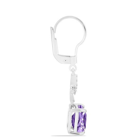 Cercei din Argint 925 ( 2.69 grame ) cu Ametist Rose de France și Topaz Alb 4.25 Carate