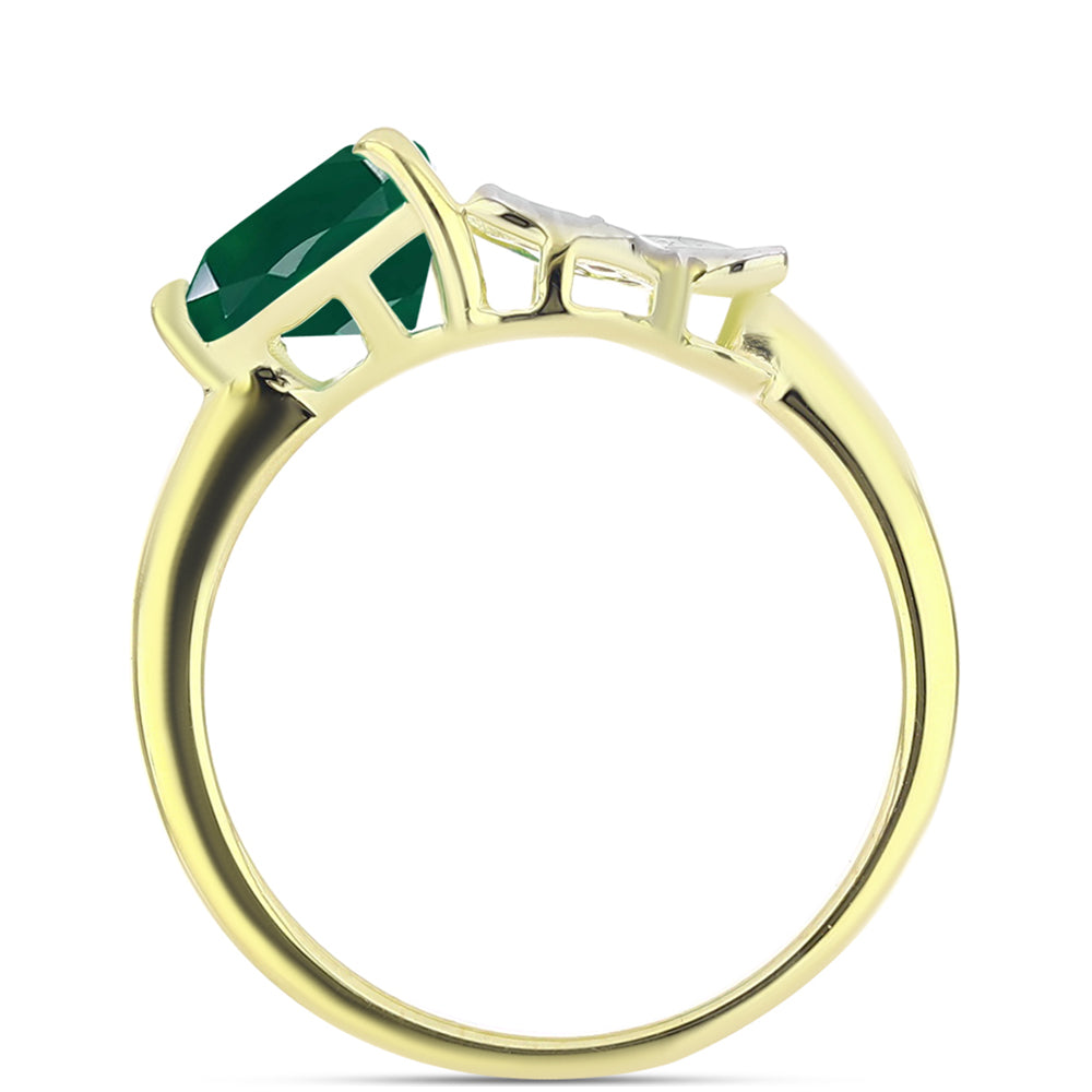 Inel din Argint 925 Placat cu Aur ( 2.4 grame ) cu Agat Verde și Topaz Alb 1.15 Carate
