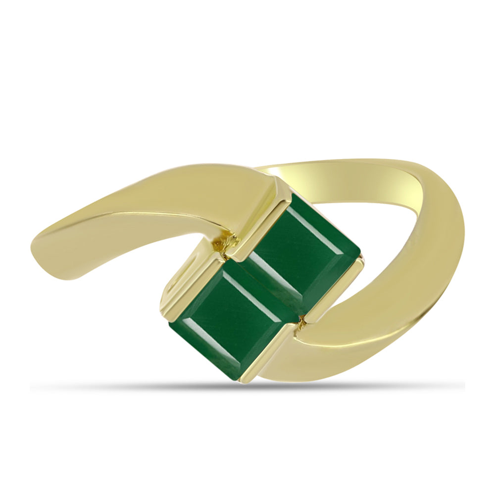 Inel din Argint 925 Placat cu Aur ( 2.64 grame ) cu Agat Verde 0.64 Carate 1 
