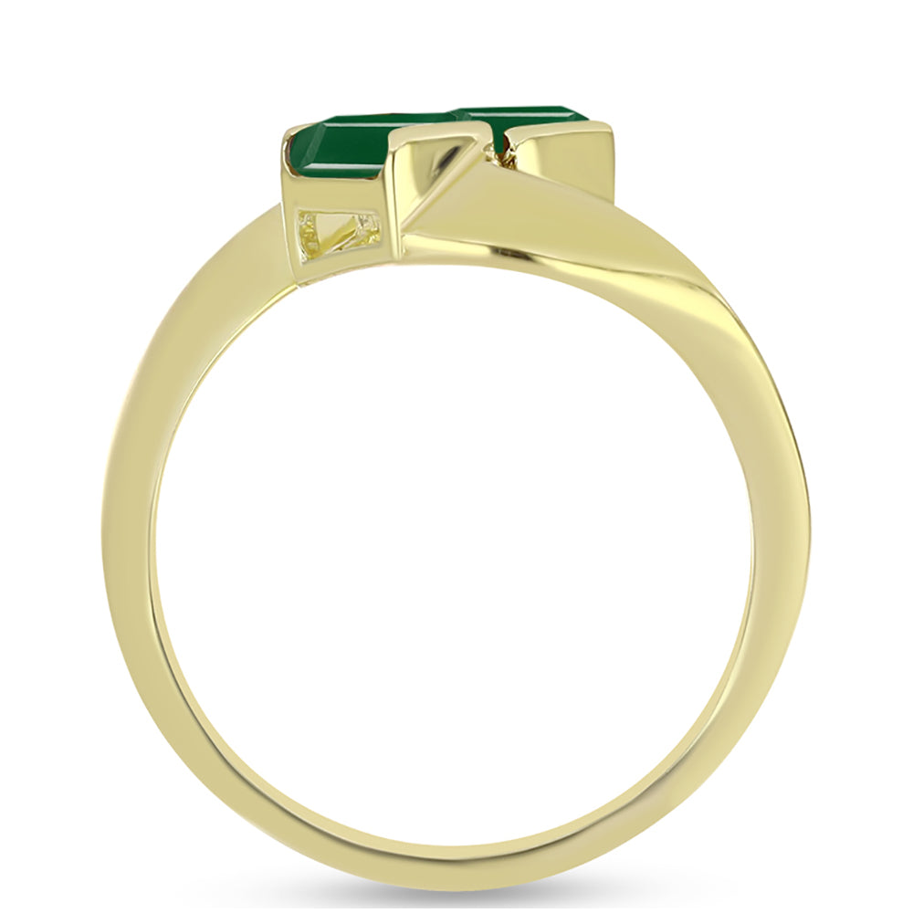 Inel din Argint 925 Placat cu Aur ( 2.64 grame ) cu Agat Verde 0.64 Carate 2 