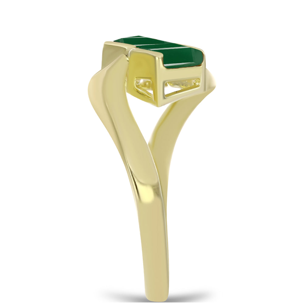 Inel din Argint 925 Placat cu Aur ( 2.64 grame ) cu Agat Verde 0.64 Carate 4 