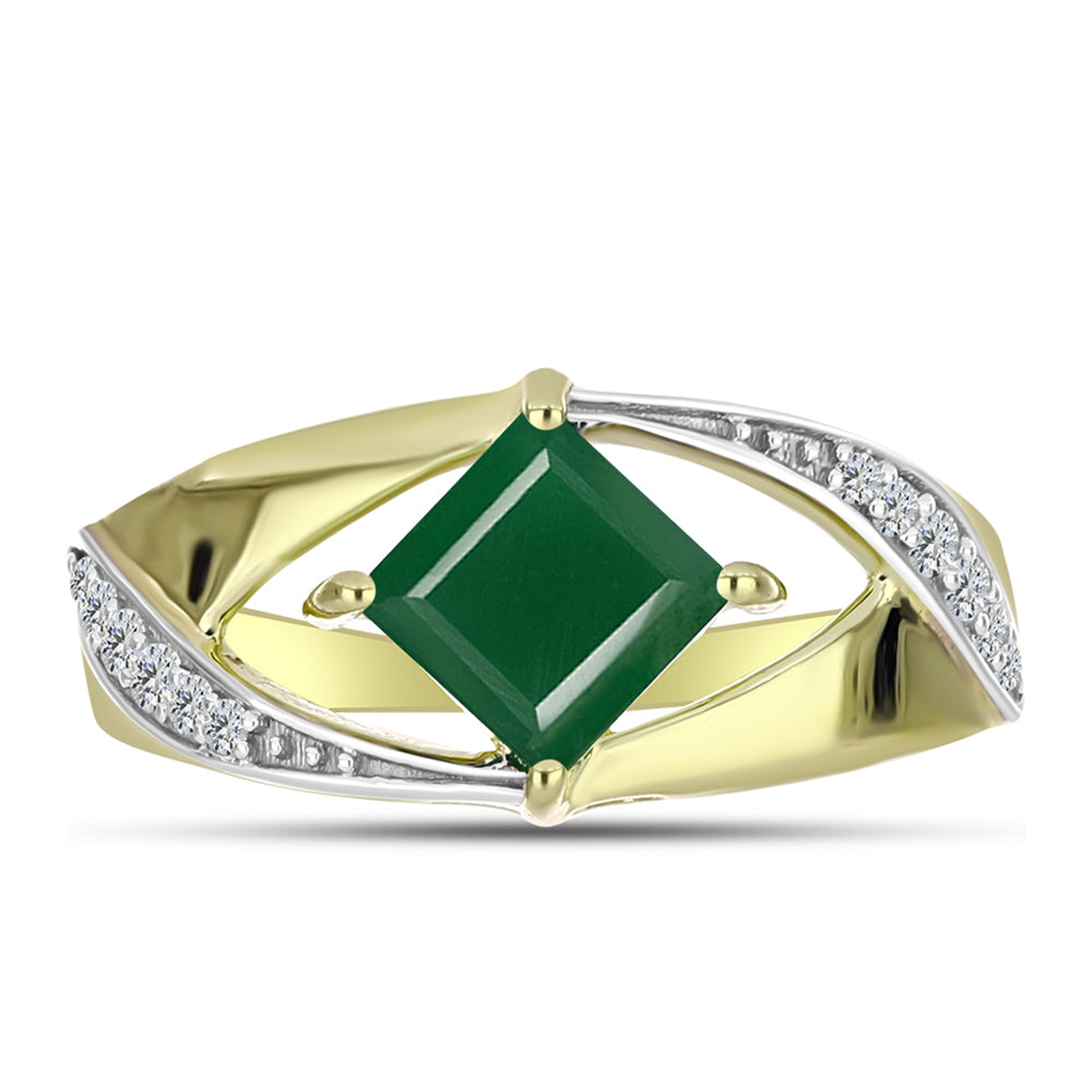 Inel din Argint 925 Placat cu Aur ( 3.34 grame ) cu Agat Verde și Topaz Alb 1.19 Carate 1 