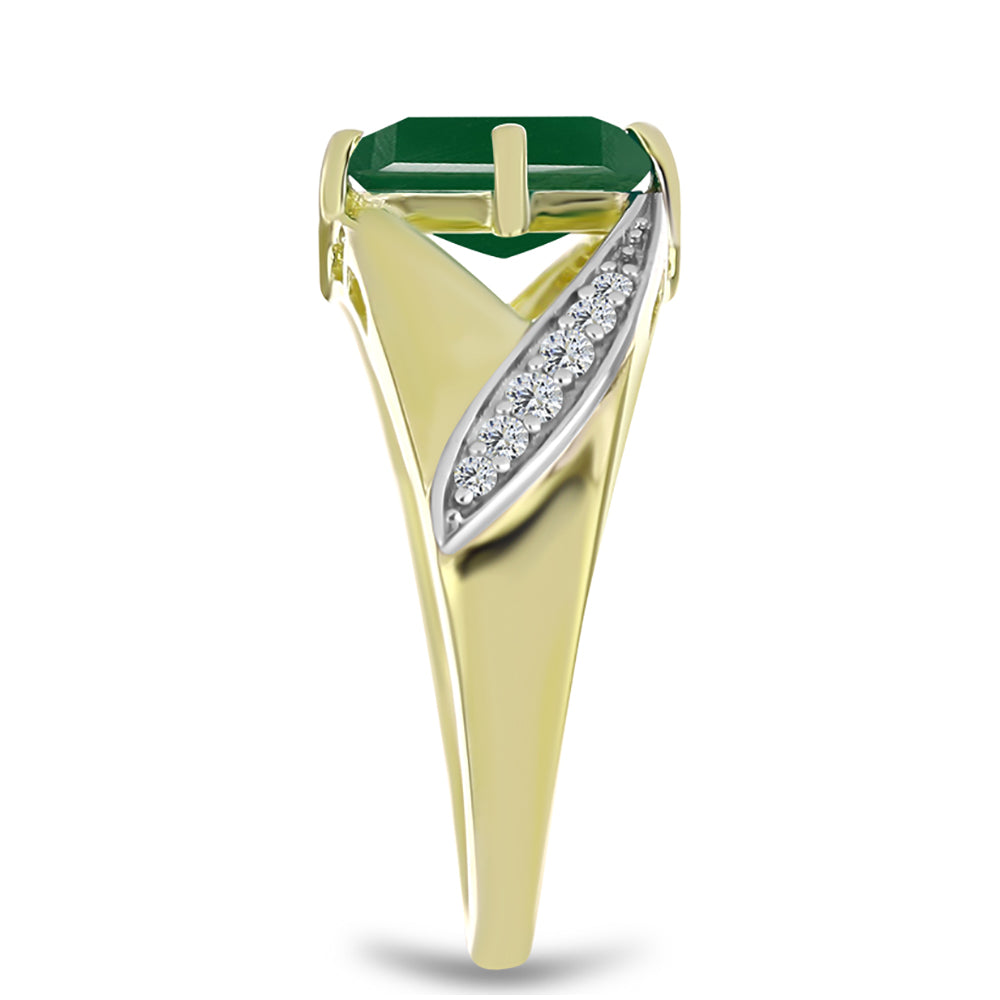 Inel din Argint 925 Placat cu Aur ( 3.34 grame ) cu Agat Verde și Topaz Alb 1.19 Carate